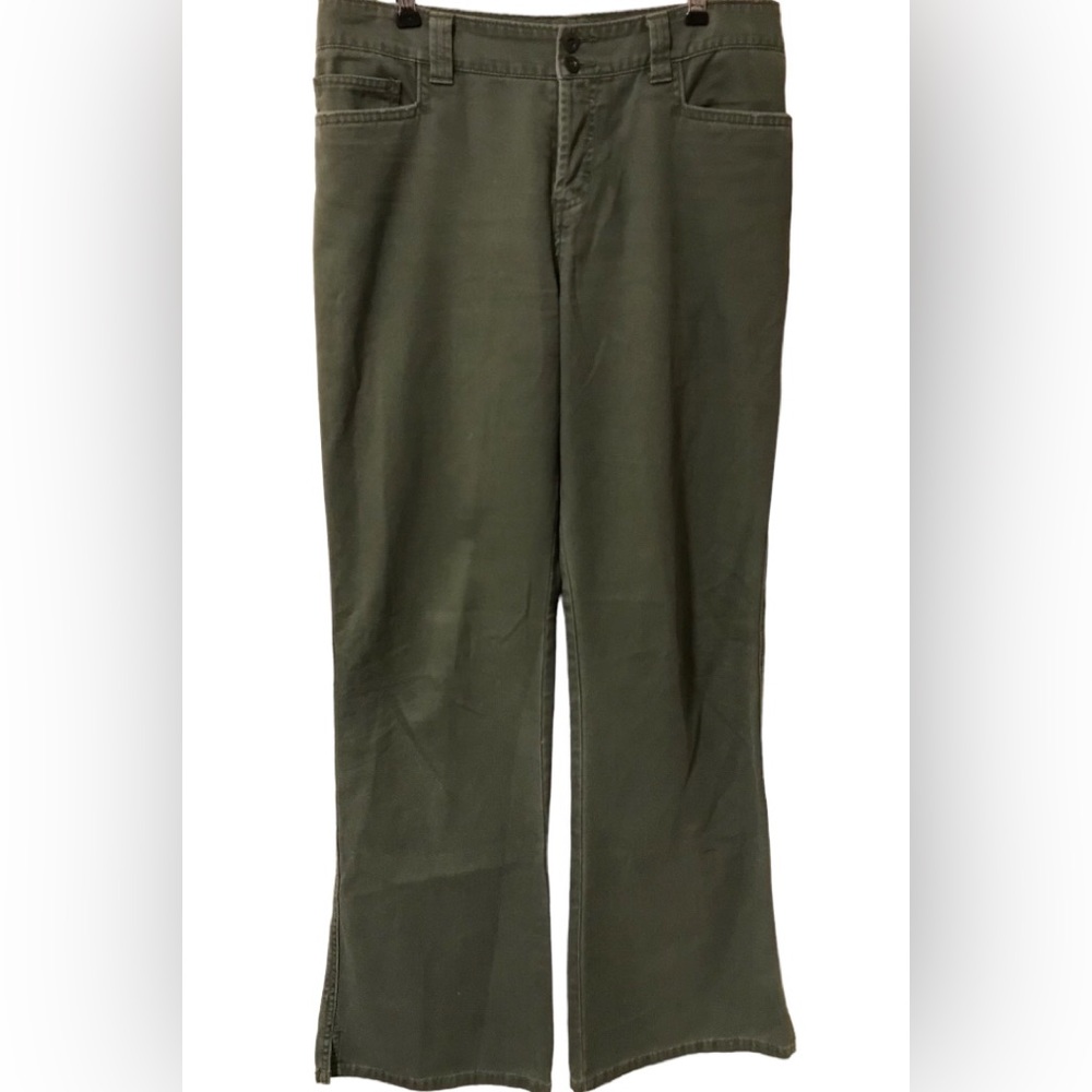 VTG Abercrombie & Fitch Olive Green Button Fly Flare Hem Pants. Missing All Tags